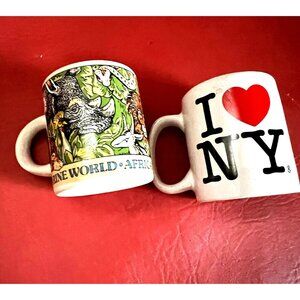 Set 2  I Love Heart NY New York & Wild Life Animal Mini Coffee Espresso Cups VTG